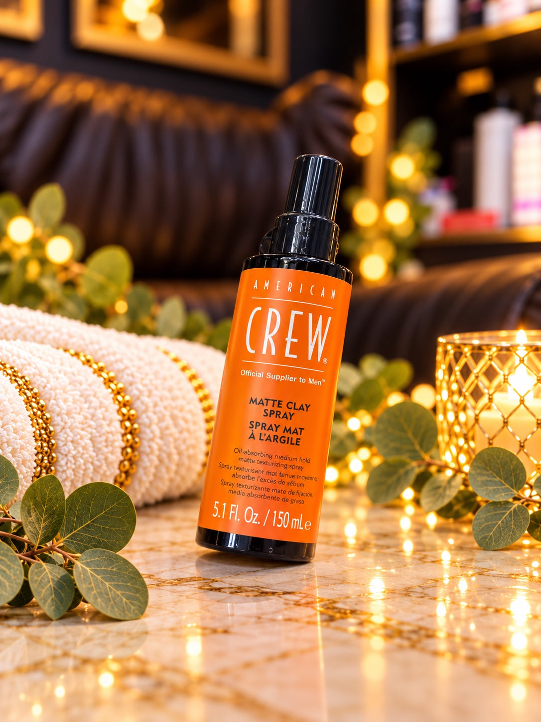 American Crew Matte Clay Spray on a marble surface